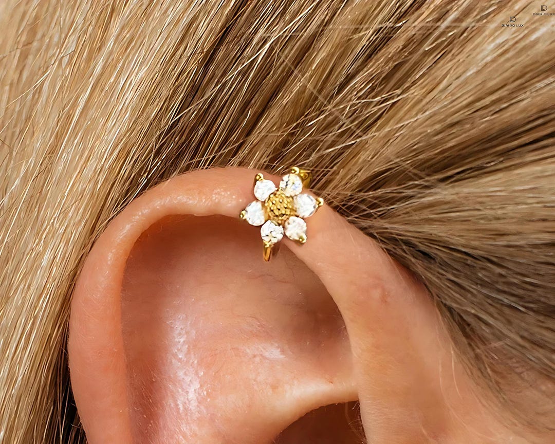 Buy Sunflower CZ Sterling Silver Cartilage Hoop Earring 18G Helix Tragus  Daith Rook Online in India