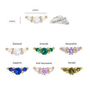 18G sterlingzilveren klimoorbel: labret met inwendig schroefdraad, lobvormige torenconch helix tragusknop afbeelding 5