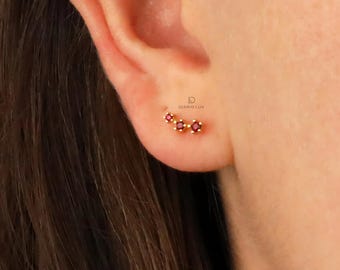Ruby Ear Climber-oorbellen: 18G goud sterlingzilver, niet-aanslagvrij jasje