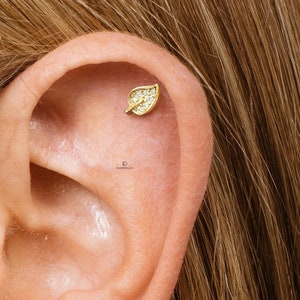 Labret de folha única com parte traseira plana, brincos de cartilagem, pino tragus, pino helix, pino traseiro plano, prata esterlina 925, brinco minimalista