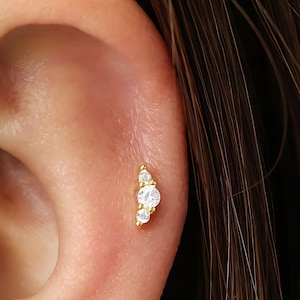 18G Climber Internal Threaded Flat Back Labret, Cartilage Earrings, Tragus Stud, Helix, 925 Sterling Silver, Minimalist Earring, lobe,tragus
