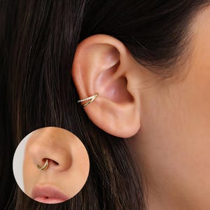 Gepflasterte Doppel Hoop Septum 18G Clicker , Nasenring, Conch Hoop, Hoop Ohrring, Knorpel Hoop • Daith Hoop • Tragus Hoop • Turm