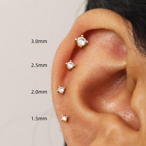 4 sizes Danity white Flat Back Threadless Push Pin suitable for stacking, Cartilage Earrings, Tragus Stud, Helix Stud, Flat Back Stud,