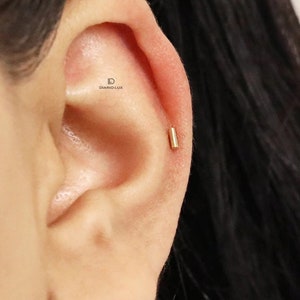 Tiny Bar draadloze push pin, kraakbeen oorbellen, tragus stud, helix stud, stud platte achterkant, sterlingzilver, minimalistische oorbel