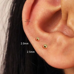 Kolczyki do chrząstki, kolczyk tragus, kolczyk helisy, kolczyk z płaskim tyłem, srebro próby 925, minimalistyczny kolczyk