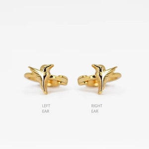 18G Hummingbird Cartilage Hoop Earring upper helix earring lower lobe hoop earring ear stack minimalist earrings image 5