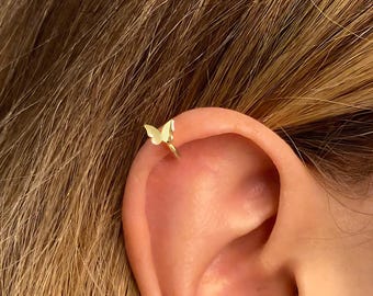 18G  Butterfly Cartilage Hoop Earring •UPPER helix earring • ear stack • minimalist earrings