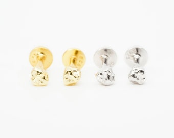Stone Flat Back Labret: Sterling Silver Cartilage Tragus Helix Earring