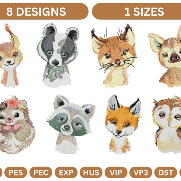 Baby Animal Machine Embroidery Designs - Instant Download