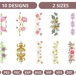Flower Border Machine Embroidery Design, Instant Download