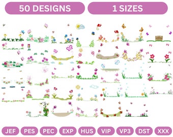 50 Type , Garden Embroidery Design, - 1 Size Instant Download