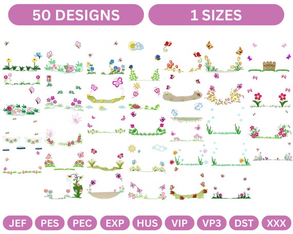 50 Type , Garden Embroidery Design, - 1 Size Instant Download