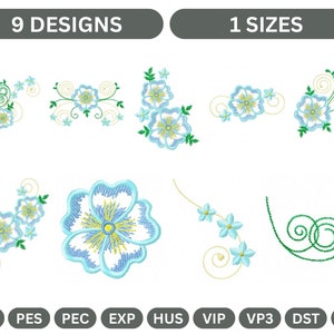 Motif de broderie machine fleurs créatives, téléchargement immédiat