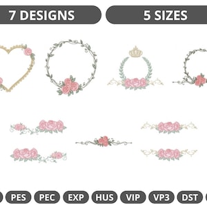 Creative Floral Machine Embroidery Design, Instant Download