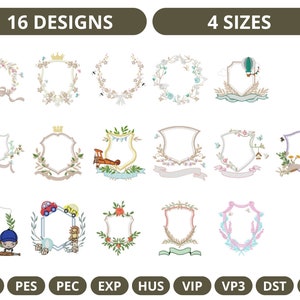 Frame Embroidery Design, Machine Embroidery Pattern, Instant Download