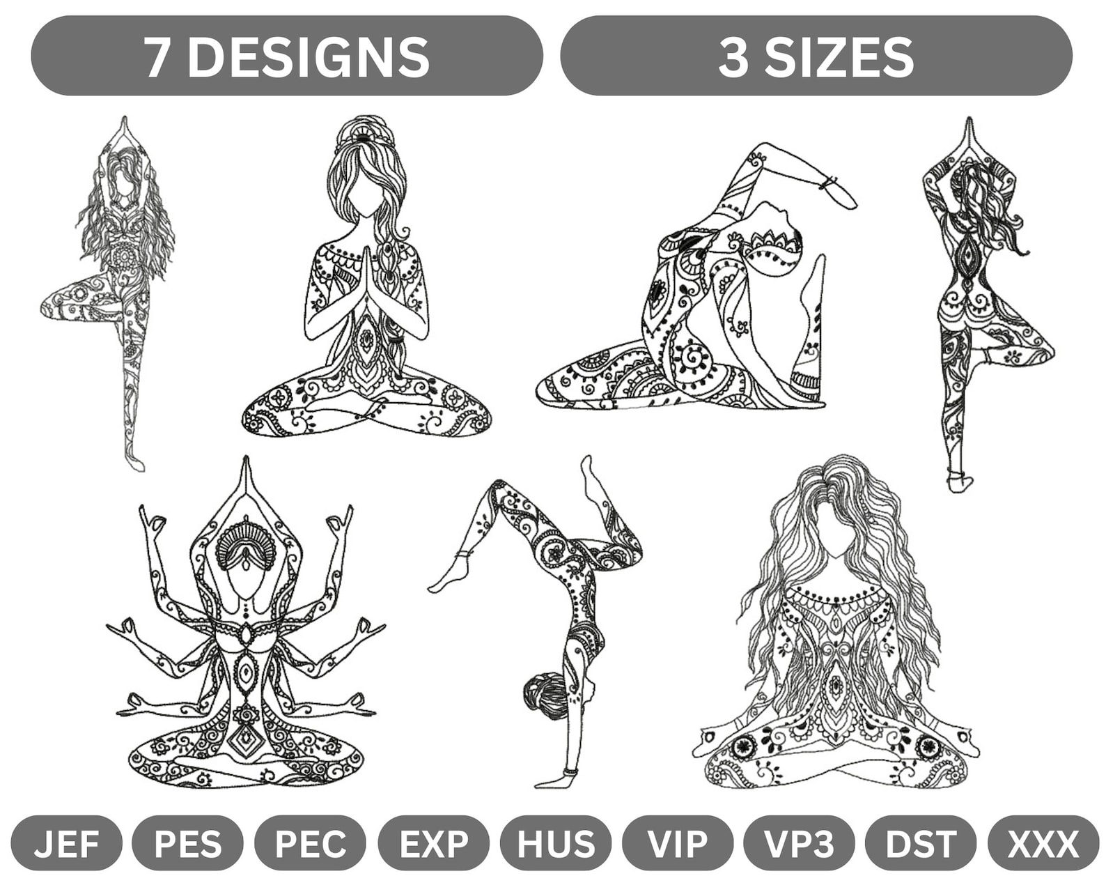 Girl in Yoga Machine Embroidery Design,instant Download Etsy