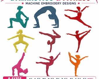 Gymnastics and Fitness Machine Embroidery Designs - 9 Sizes & 8 Formats Instant Download