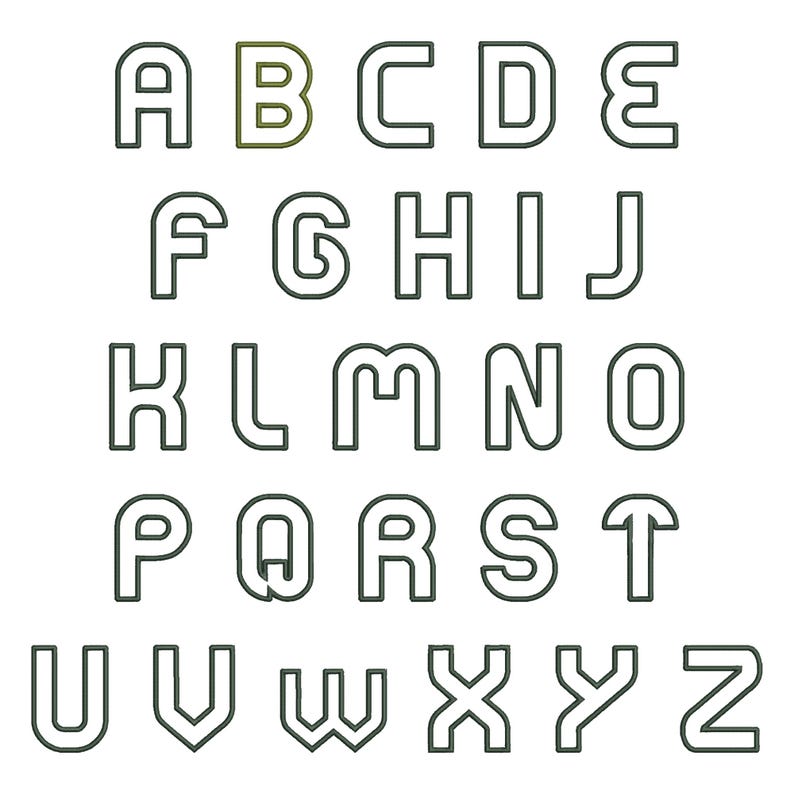 Alphabet Two Rows Simple Outline Applique Alphabet Machine Embroidery Design -digital ...