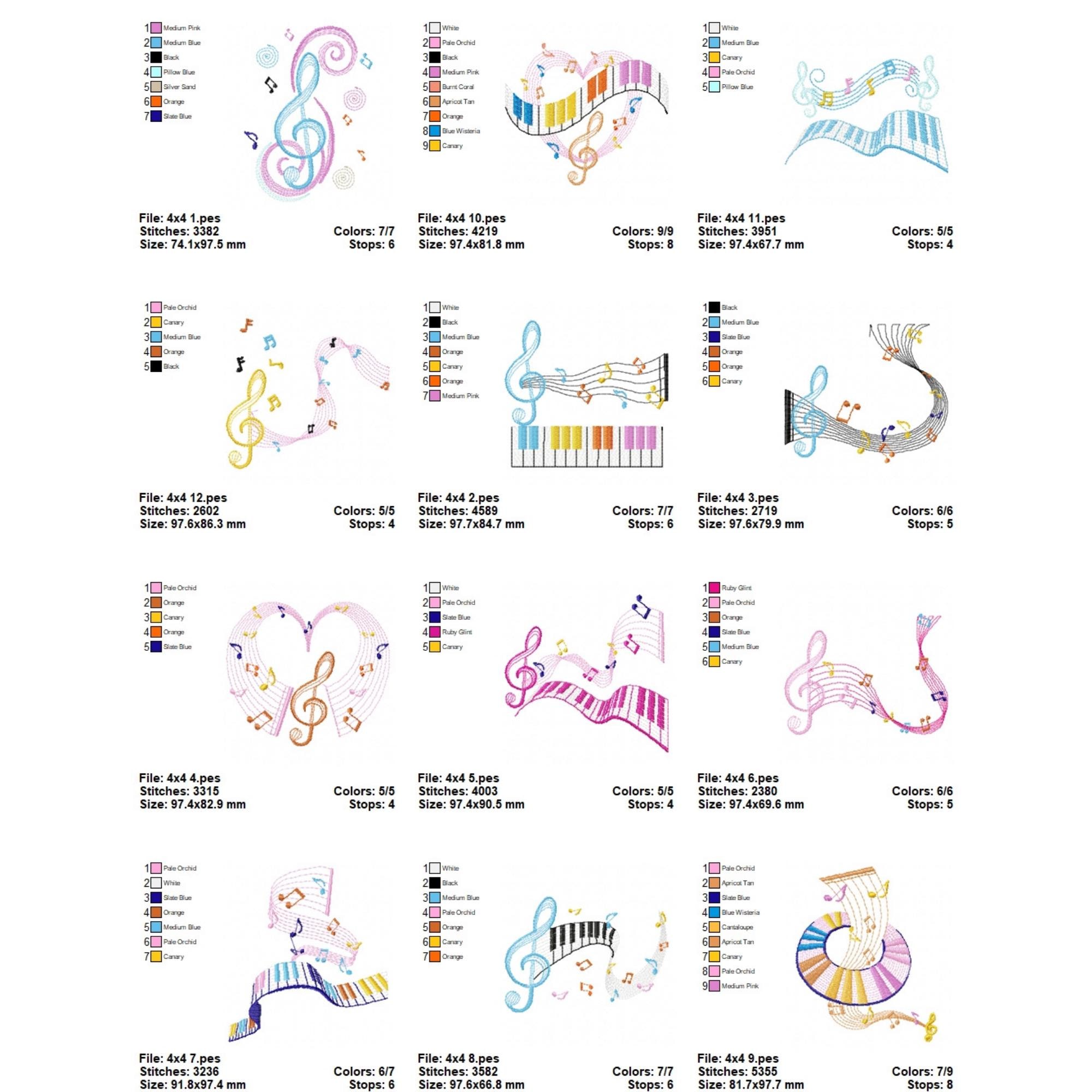 Musical Notes & Piano Embroidery Designs | Music Theme Machine ...