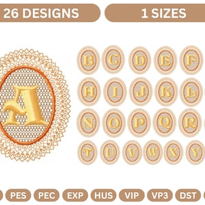 26 Types Alphabet Embroidery Design - Machine Embroidery Pattern – 1 Size , Instant Download