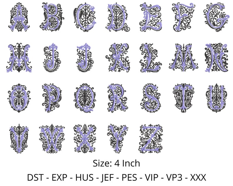 9 Embossed Embroidery Font Designs Bundle 1 Size 8 Formats Etsy