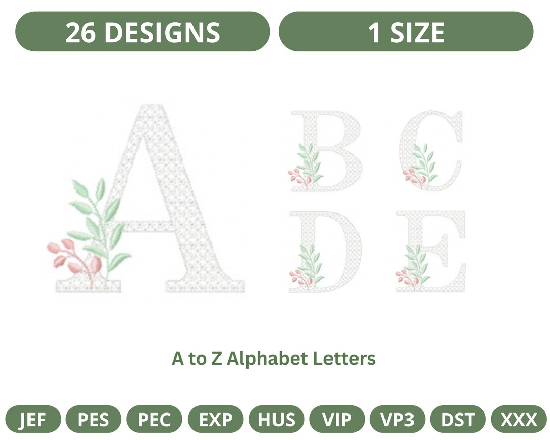Computerized Embroidery Letters Creative Alphabet Machine Embroidery Font Design, Instant Download ...