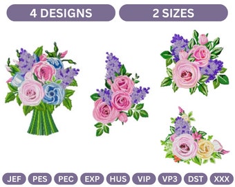 Bouquet of Roses Machine Embroidery Design,Instant Download