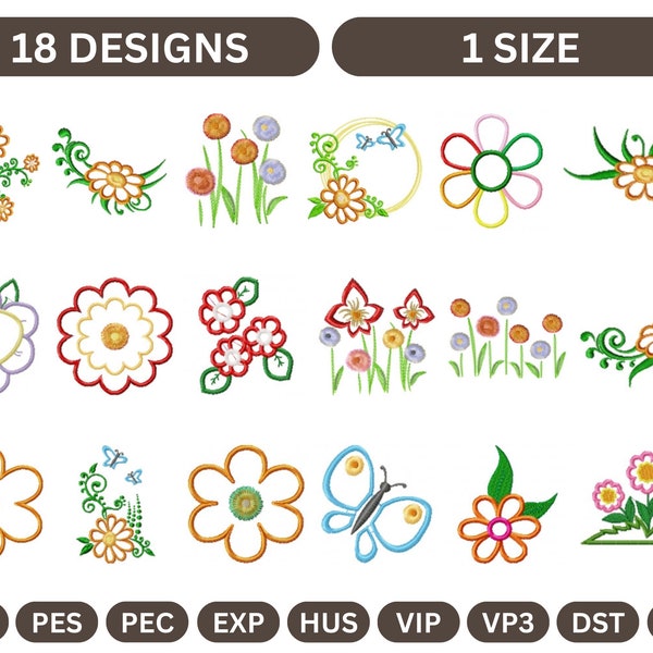 Applique Flowers Machine Embroidery Design,Instant Download