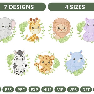 赤ちゃん動物の機械刺繍デザイン、即時ダウンロード