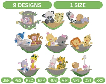 Animal Machine Embroidery design, Safari animal Boat Files - 1 Size