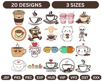 Diseño de bordado para máquina de café "A todos nos encanta", 3 tamaños, descarga instantánea