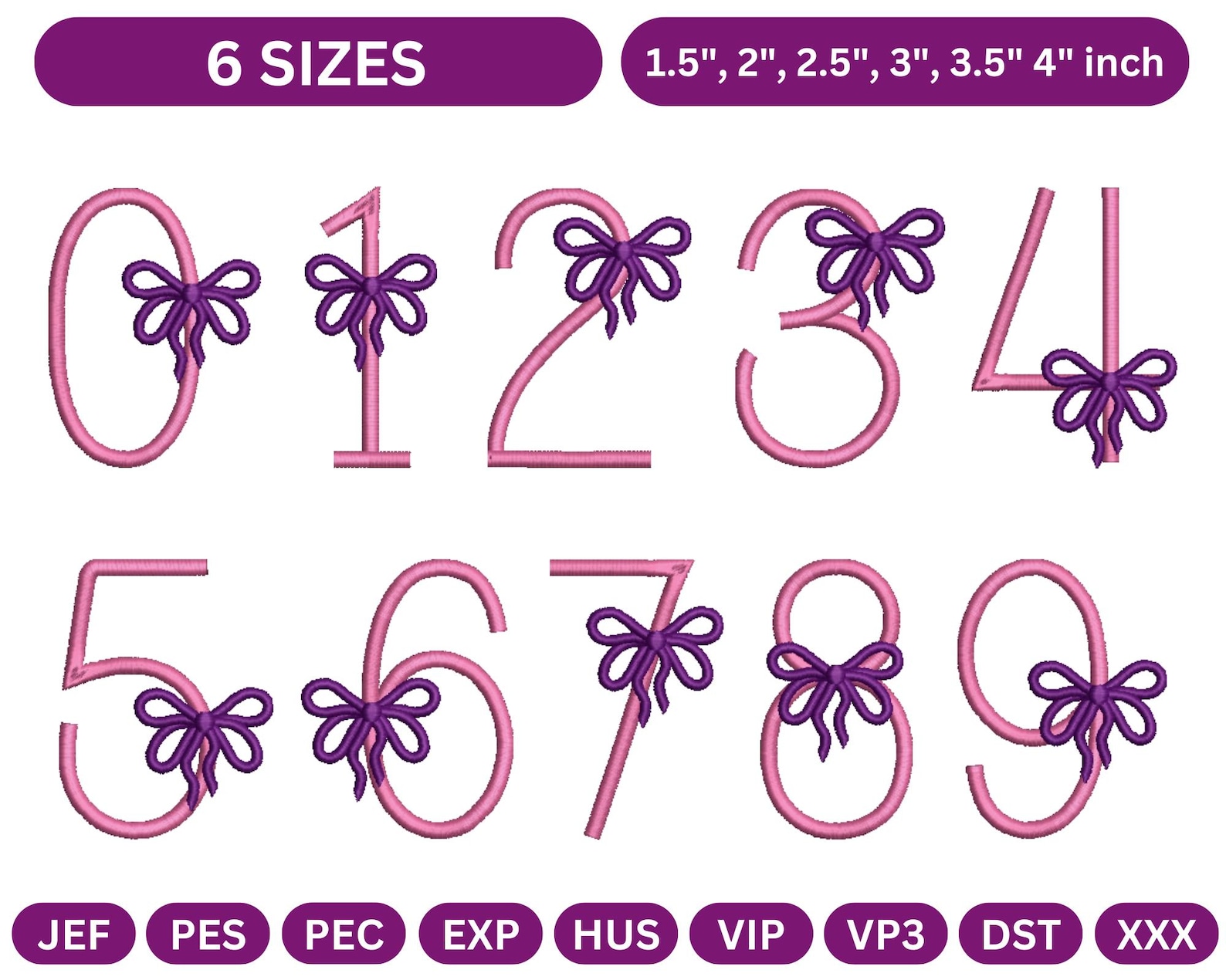 Bow Lettering Bow Alphabet Embroidery Font – Elegant Pink Letters With Purple Bows ...