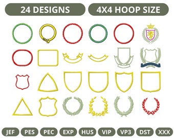 24 Embroidery Badge Elements Embroidery Designs for 4x4 hoop size, Instant Download