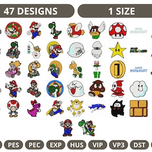 Super Mario Cartoon machine Embroidery Design,Instant Download