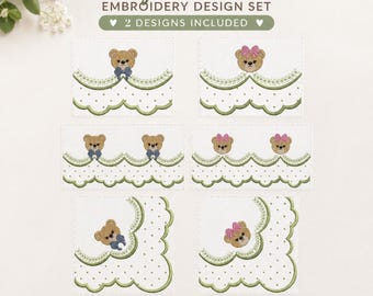 Teddy Bear Border Machine Embroidery Design Set,Nursery Border - 1 Size