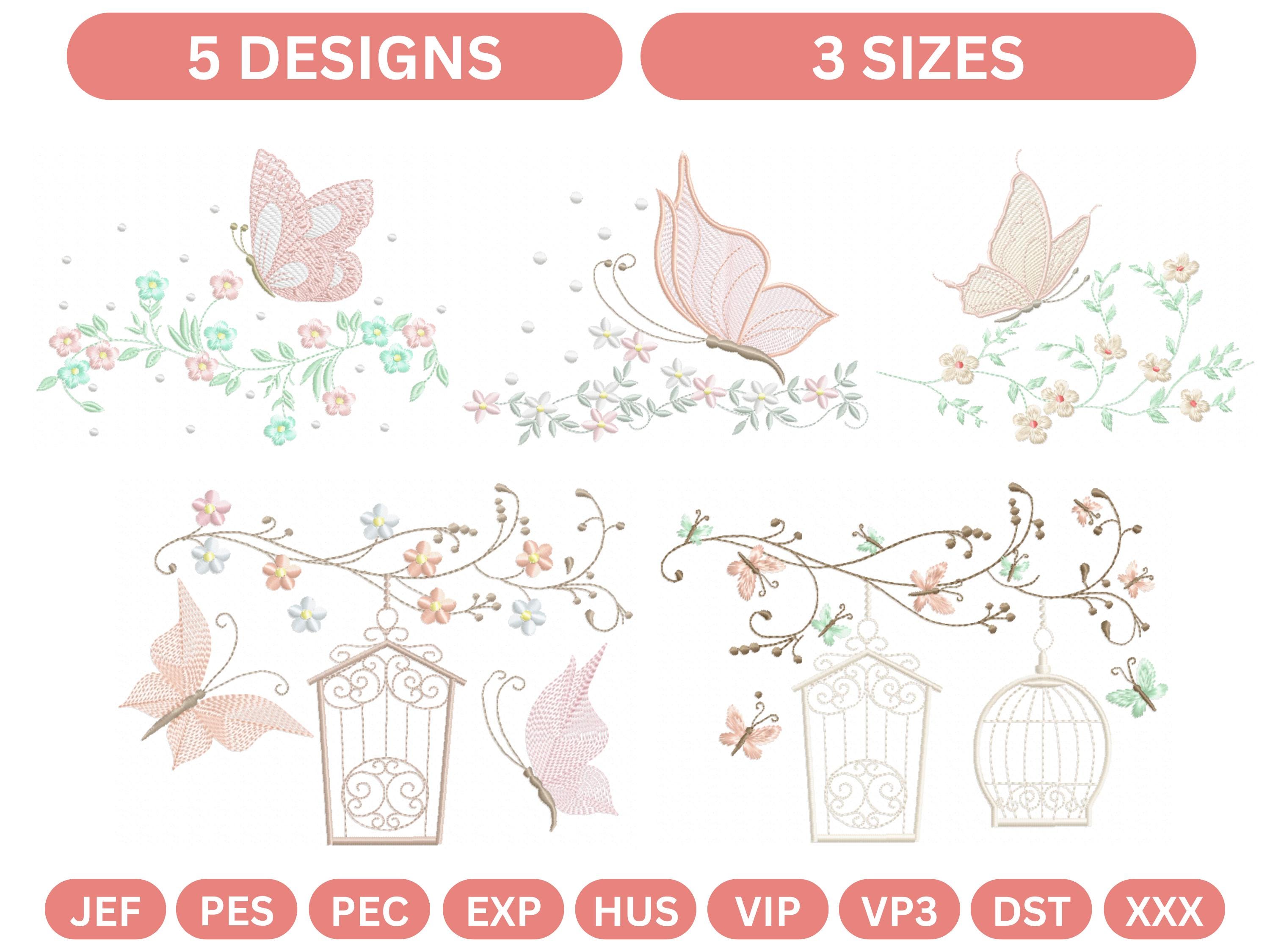 Butterfly & Floral Embroidery Design Pack | Machine Embroidery Pattern ...