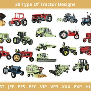 Agricultural Tractors Collection Machine Embroidery Design,Instant Download
