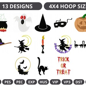 Halloween Embroidery Design-Machine Embroidery Pattern-13 Design-Instant Download