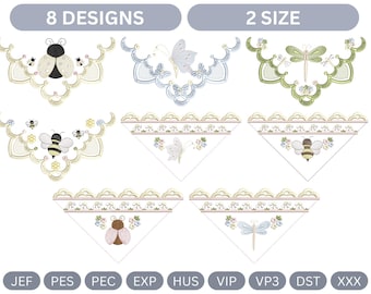 Garden Insect Corner Embroidery Machine Design - 2 Sizes