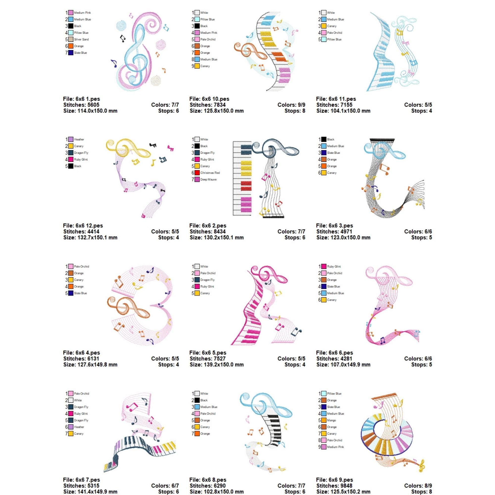 Musical Notes & Piano Embroidery Designs | Music Theme Machine ...