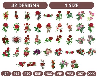 Rose Flower Machine Embroidery Design,Instant Download