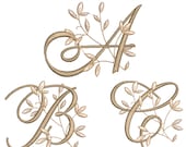 Elegant Floral Script Alphabet Embroidery Design | A–Z Monogram Letters | 4x4 Hoop Machine Embroidery Font – Digital Download
