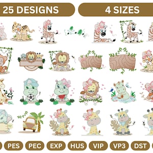 Motif de broderie Machine bébés animaux, téléchargement immédiat