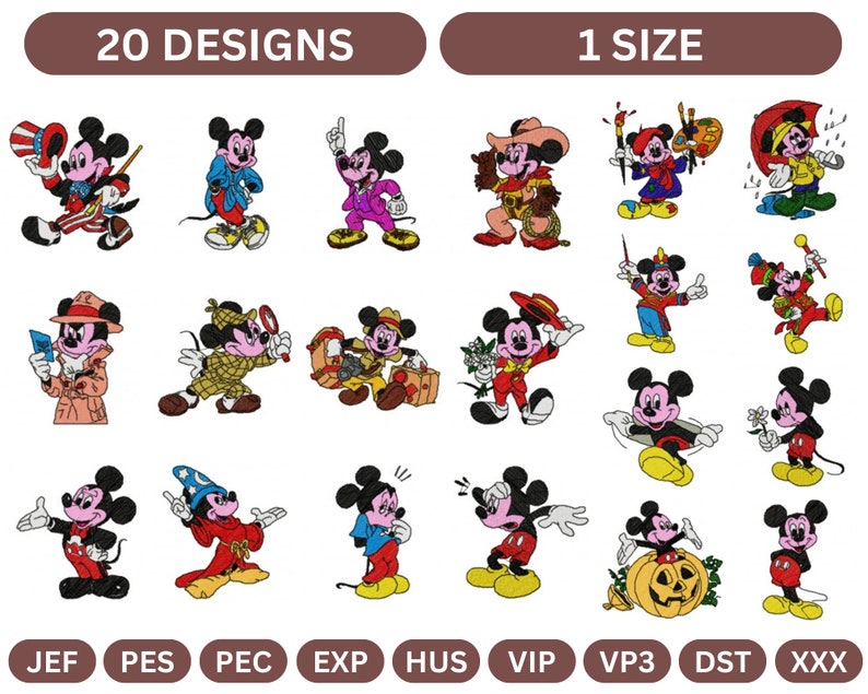 Mickey Mouse Machine Embroidery Design,instant Download Etsy