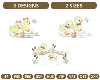 Little Duck Machine Embroidery Pattern, Bird Embroidery Design, Instant Download
