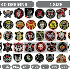 Biker Patch Machine Embroidery Design,Instant Download