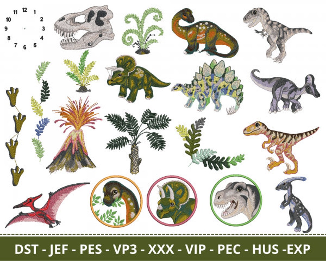 20 Types T-rex Dinosaur Embroidery Design - Machine Embroidery Pattern ...