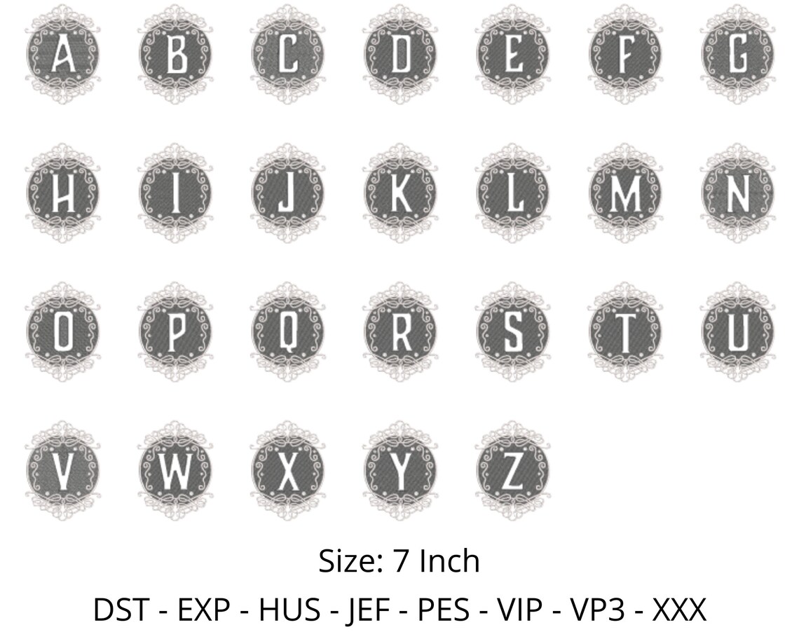 9 Embossed Embroidery Font Designs Bundle 1 Size 8 Formats Etsy