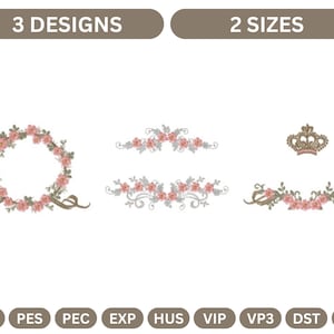 Flowers Frames Machine Embroidery Design,Instant Download