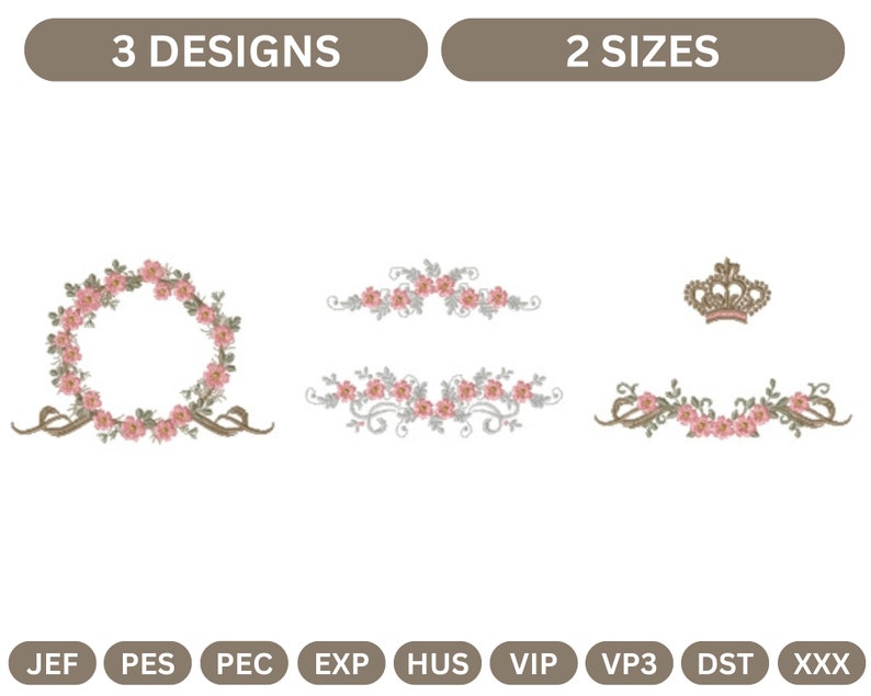 Flowers Frames Machine Embroidery Designinstant Download Etsy